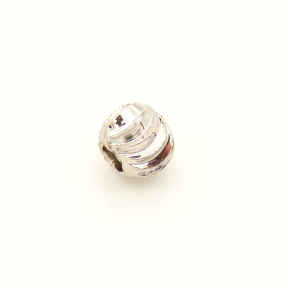 Brass Corrugated Beads,Ball,Round,Vacuum plating platinum,Environmental protection,3x4mm,Hole:1.5mm,about 0.15g/pc,100 pcs/package,XFFO00168vila-L003