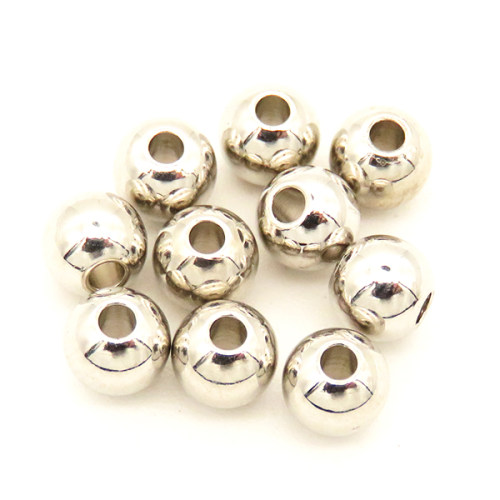 Brass Crimp Beads,Ball,Round,Vacuum plating platinum,Environmental protection,5mm,Hole:2mm,about 0.4g/pc,100 pcs/package,XFFO00174vila-L003