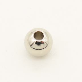 Brass Crimp Beads,Ball,Round,Vacuum plating platinum,Environmental protection,5mm,Hole:2mm,about 0.4g/pc,100 pcs/package,XFFO00174vila-L003