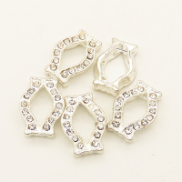 Alloy Bead Frame,Rhinestone,Lips,Plating silver,White,12*18mm,Hole:1mm,about 2.5g/pc,5 pcs/package,XFFO00185aaha-L003