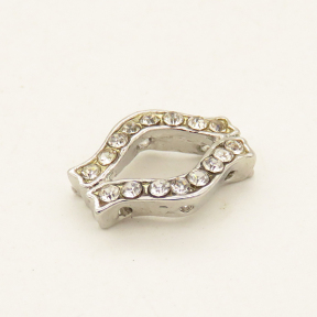 Alloy Bead Frame,Rhinestone,Lips,Plating white K Gold,White,12*16mm,Hole:1mm,about 2.0g/pc,5 pcs/package,XFFO00187aaha-L003