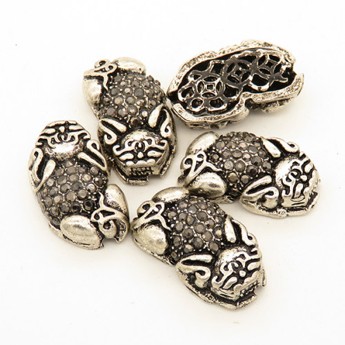 Brass Beads,Rhinestone,Brave troops,Plating white K Gold,Black,12*21mm,Hole:2mm,about 5g/pc,5 pcs/package,XFFO00201aahl-L003