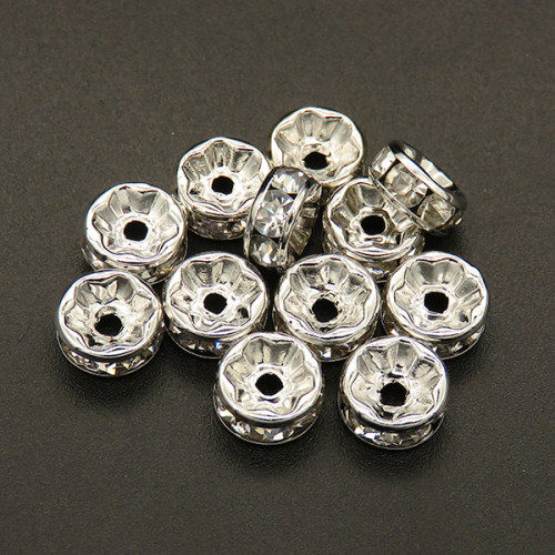 Brass Rhinestone Spacer Beads,Straight edge,Abacus beads,Plating white K Gold,White,2x4mm,Hole:1mm,about 0.05g/pc,100 pcs/package,XFFO00230ajvb-L003