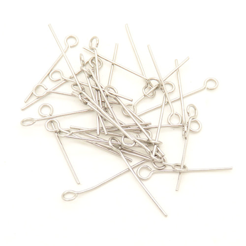304 Stainless steel Eye pins,Eye pins hooks,True color,20*3mm,Needle:0.5mm,Hole:2mm,about 0.1g/pc,100 pcs/package,XFP00037vila-L003