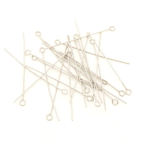 304 Stainless steel Eye pins,Eye pins hooks,True color,40*3mm,Needle:0.5mm,Hole:2mm,about 0.1g/pc,100 pcs/package,XFP00039ajvb-L003