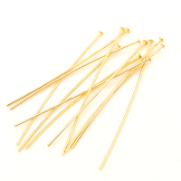 Brass Pins,T Pin,Vacuum plating 18k real gold,Environmental protection,L:45mm,Cap：2mm,Needle:0.8mm,about 0.1g/pc,100 pcs/package,XFP00045vkla-L003