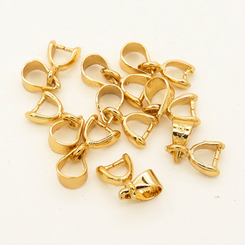 Brass Pinch Bails,Melon seed button,Vacuum plating 18k real gold,Environmental protection,3*7mm,Needle:0.8mm,Hole:3*5mm,about 0.2g/pc,50 pcs/package,XFPB00045bobb-L003
