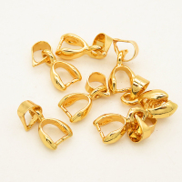 Brass Pinch Bails,Melon seed button,Vacuum plating 18k real gold,Environmental protection,3*7mm,Needle:0.8mm,Hole:3*5mm,about 0.2g/pc,50 pcs/package,XFPB00047bobb-L003