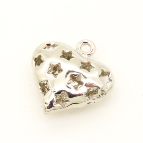 Brass Pendant,Heart,Star,Plating white K Gold,15*16mm,Hole:2mm,about 1.1g/pc,10 pcs/package,XFPC00527amaa-L003