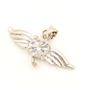 Brass Pendant,Cubic Zirconia,Devil angel,Plating white K Gold,13*26mm,Needle:1mm,Hole:3*5mm,about 2g/pc,10 pcs/package,XFPC00529aaha-L003