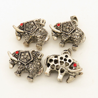 Alloy Pendant,Rhinestone,Elephant,Plating white K Gold,Red,Black,18*22mm,Hole:3*5mm,about 5.5g/pc,5 pcs/package,XFPC00541aaha-L003