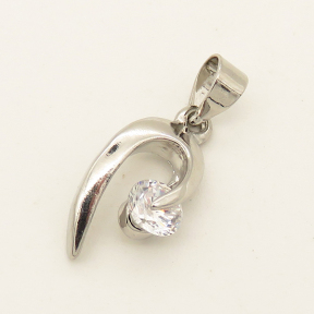 Brass Pendant,Cubic Zirconia,Tadpole,Plating white K Gold,White,8*17mm,Hole:4mm,about 1.1g/pc,5 pcs/package,XFPC00543aaha-L003