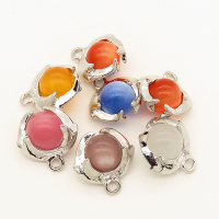 Alloy Cat Eye Pendants,Dolphin,Plating white K Gold,Mixed color,17x18mm,Hole:2mm,about 3g/pc,5 pcs/package,XFPC00547bbhb-L003