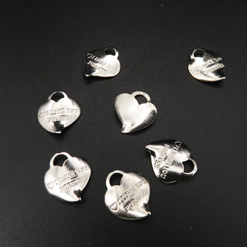 Brass Pendant,Heart,Plating white K Gold,15*13mm,Hole:2.5mm,about 0.22g/pc,100 pcs/package,XFC00045aivb-L003