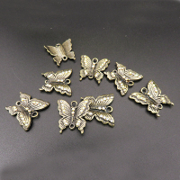 Zinc Alloy Normal Links,Rhinestone,Butterfly,Bronze,20*17*2.5mm,Hole:2mm,about 2.77g/pc,10 pcs/package,XFCO01008aaha-L003