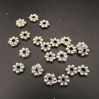 Zinc Alloy Spacer Beads,Snowflake,Plating white K Gold,6mm,Hole:2mm,about 0.19g/pc,1000 pcs/package,XFFO00249baka-L003