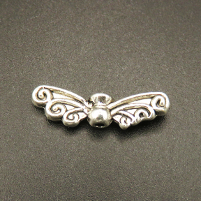 Zinc Alloy Beads,Wing,Plating white K Gold,20*6mm,Hole:1mm,about 1.13g/pc,100 pcs/package,XFFO00255bhva-L003