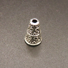 Zinc Alloy Bead Cap & Cone,Retro cone cap,Plating white K Gold,10*7mm,Hole:1mm,Hole:5mm,about 0.57g/pc,100 pcs/package,XFFO00265aivb-L003