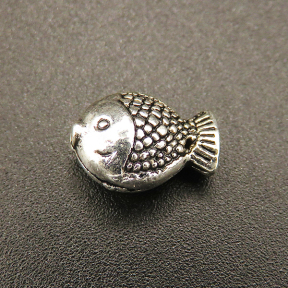 Zinc Alloy Beads,Fish,Plating white K Gold,11*8mm,Hole:1mm,about 1.0g/pc,100 pcs/package,XFFO00275vila-L003