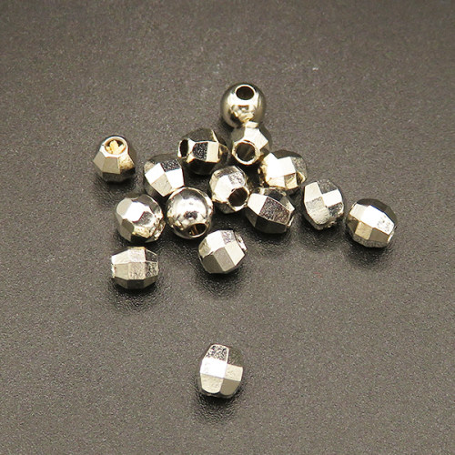 Zinc Alloy Beads,Faceted,Crimp Beads,Plating white K Gold,5*4mm,Hole:2mm,about 0.32g/pc,500 pcs/package,XFFO00279bbov-L003