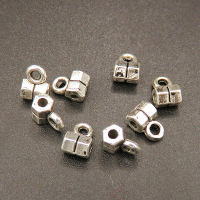 Zinc Alloy Hanger Links,Hexagonal Column,Plating white K Gold,6.5*4.5mm,Hole:1.5mm,Hole:2mm,about 0.25g/pc,100 pcs/package,XFH00003bbov-L003