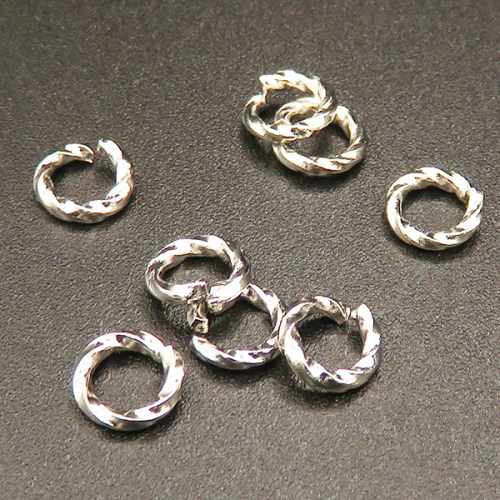 Brass Jump Rings,Opened Twist Ring,Round,Plating white K Gold,6*1mm,about 0.15g/pc,500 pcs/package,XFJ00091ablb-L003