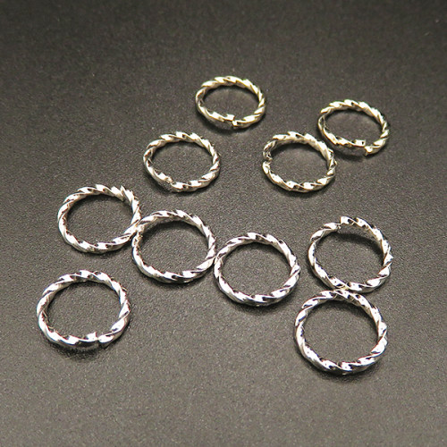 Brass Jump Rings,Opened Twist Ring,Round,Plating white K Gold,10*1mm,about 0.26g/pc,100 pcs/package,XFJ00097bhva-L003