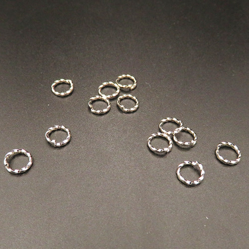 Brass Jump Rings,Opened Twist Ring,Round,Plating white K Gold,8*1.2mm,about 0.18g/pc,100 pcs/package,XFJ00099bbov-L003
