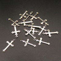 Brass Pendant,Cross,Plating white K Gold,15*8*1mm,Hole:1mm,about 0.25g/pc,100 pcs/package,XFPC00566aivb-L003