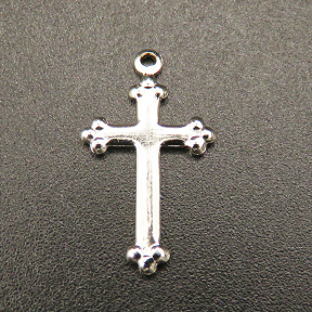 Brass Pendant,Cross,Plating white K Gold,15*8*1mm,Hole:1mm,about 0.25g/pc,100 pcs/package,XFPC00566aivb-L003