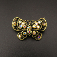 Zinc Alloy Brooch,Rhinestone,Butterfly brooch,Bronze,19*29mm,Hole:4mm,about 7g/pc,10 pcs/package,XFPC00582aahl-L003