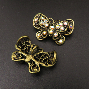 Zinc Alloy Brooch,Rhinestone,Butterfly brooch,Bronze,19*29mm,Hole:4mm,about 7g/pc,10 pcs/package,XFPC00582aahl-L003