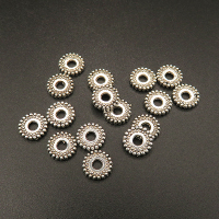 Zinc Alloy Spacer Beads,Gear,Plating white K Gold,7*1mm,Hole:2mm,about 0.27g/pc,500 pcs/package,XFS00041vbmb-L003