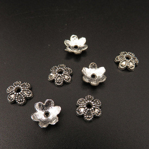 Zinc Alloy Bead Cap & Cone,Tibetan style beads Caps,Flower,Plating white K Gold,10*3mm,Hole:1mm,about 0.4g/pc,500 pcs/package,XFCC00013bbov-L003