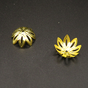 Iron Bead Cap & Cone,Flower,Plating Gold,13*5mm,Hole:1mm,about 0.25g/pc,100 pcs/package,XFCC00017aivb-L003