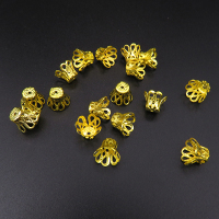 Iron Bead Cap & Cone,Flower,Plating Gold,6*9mm,Hole:1mm,about 0.15g/pc,100 pcs/package,XFCC00021ahlv-L003