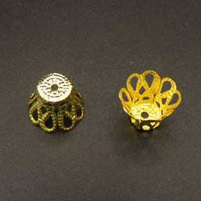 Iron Bead Cap & Cone,Flower,Plating Gold,6*9mm,Hole:1mm,about 0.15g/pc,100 pcs/package,XFCC00021ahlv-L003
