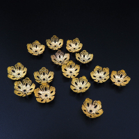 Iron Bead Cap & Cone,Flower,Plating Gold,14*5mm,Hole:1mm,about 0.25g/pc,100 pcs/package,XFCC00023ajvb-L003