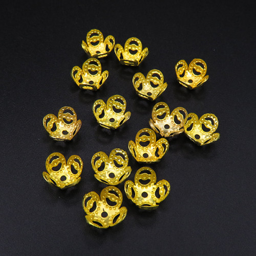 Iron Bead Cap & Cone,Flower,Plating Gold,9*5mm,Hole:1mm,about 0.15g/pc,100 pcs/package,XFCC00025bhva-L003