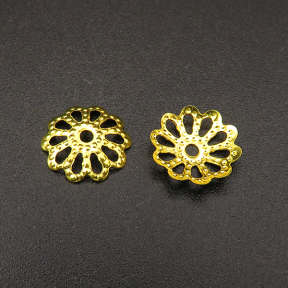 Iron Bead Cap & Cone,Flower,Plating Gold,9*1mm,Hole:1mm,about 0.05g/pc,500 pcs/package,XFCC00029baka-L003