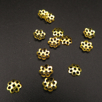 Iron Bead Cap & Cone,Flower,Plating Gold,6*1mm,Hole:1mm,about 0.02g/pc,500 pcs/package,XFCC00031avja-L003