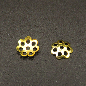 Iron Bead Cap & Cone,Flower,Plating Gold,6*1mm,Hole:1mm,about 0.02g/pc,500 pcs/package,XFCC00031avja-L003