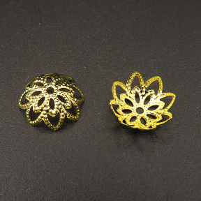 Iron Bead Cap & Cone,Flower,Plating Gold,10*3mm,Hole:1mm,about 0.1g/pc,100 pcs/package,XFCC00033ahlv-L003
