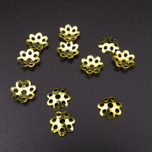 Iron Bead Cap & Cone,Flower,Plating Gold,7*1mm,Hole:1mm,about 0.05g/pc,500 pcs/package,XFCC00035baka-L003