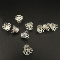 Iron Bead Cap & Cone,Flower,Plating silver,23*6mm,Hole:1mm,about 0.2g/pc,100 pcs/package,XFCC00037aivb-L003