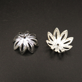Iron Bead Cap & Cone,Flower,Plating silver,14*5mm,Hole:1mm,about 0.2g/pc,100 pcs/package,XFCC00041aivb-L003