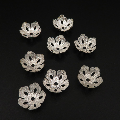 Iron Bead Cap & Cone,Flower,Plating silver,14*5mm,Hole:1mm,about 0.25g/pc,100 pcs/package,XFCC00043aivb-L003