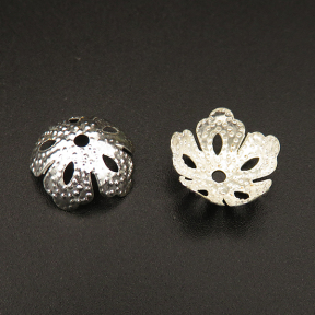 Iron Bead Cap & Cone,Flower,Plating silver,14*5mm,Hole:1mm,about 0.25g/pc,100 pcs/package,XFCC00043aivb-L003