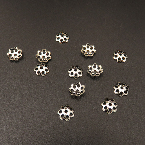Iron Bead Cap & Cone,Flower,Plating white K Gold,6*1mm,Hole:1mm,about 0.05g/pc,500 pcs/package,XFCC00045avja-L003