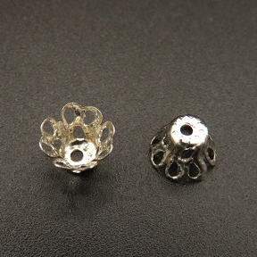 Iron Bead Cap & Cone,Flower,Plating white K Gold,7*4mm,Hole:1mm,about 0.07g/pc,500 pcs/package,XFCC00047avja-L003